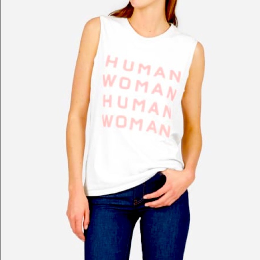 Everlane 100% Human Woman Muscle Tank Double Print